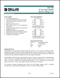 DS1004Z-3 datasheet: 5-Tap High-Speed Silicon Delay Line DS1004Z-3