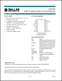 DS1023-500 datasheet: 8 bit Programmable Timing Element DS1023-500