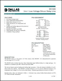 DS1033M-15 datasheet: 3-in-1 Low Voltage Silicon Delay Line DS1033M-15