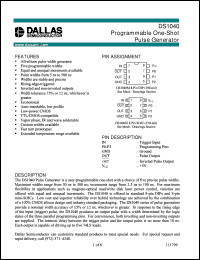 DS1040M-200 datasheet: Programmable One-Shot Pulse Generator DS1040M-200