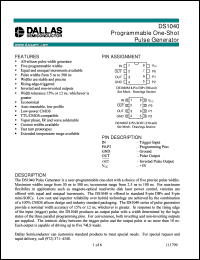 DS1040Z-75 datasheet: Programmable One-Shot Pulse Generator DS1040Z-75