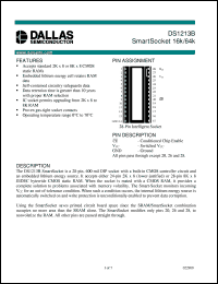 DS1213B datasheet: SmartSocket 16K/64K DS1213B