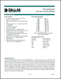 DS1220AB-100 datasheet: 16K Nonvolatile SRAM DS1220AB-100