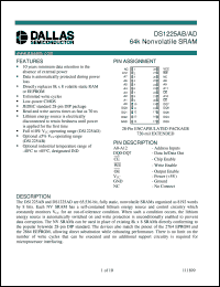 DS1225AD-150-IND datasheet: 64K Nonvolatile SRAM DS1225AD-150-IND