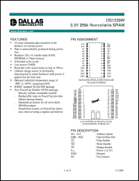 DS1230WP-100 datasheet: 3.3V 256K Nonvolatile SRAM DS1230WP-100