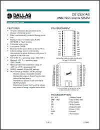 DS1230AB-100 datasheet: 256K Nonvolatile SRAM DS1230AB-100