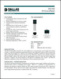 DS1233Z-5 datasheet: 5V EconoReset DS1233Z-5