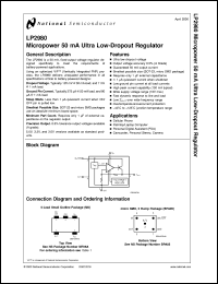 LP2980AIBP-5.0 datasheet: Micropower 50 mA Ultra Low-Dropout Regulator LP2980AIBP-5.0