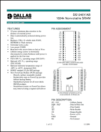 DS1245Y-100 datasheet: 1024K Nonvolatile SRAM DS1245Y-100