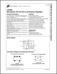 LP2980AIM5-2.5 datasheet: Micropower 50 mA Ultra Low-Dropout Regulator LP2980AIM5-2.5