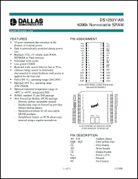 DS1250AB-70 datasheet: 4096K Nonvolatile SRAM DS1250AB-70