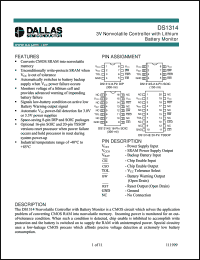 DS1314 datasheet: 3V Nonvolatile Controller with Lithium Battery Monitor DS1314