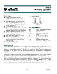 DS1629S datasheet: 2-Wire Digital Thermometer and Real Time Clock DS1629S