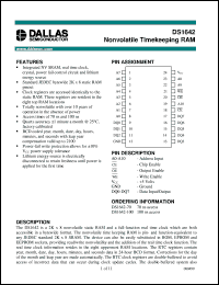 DS1642-70 datasheet: Nonvolatile Timekeeping RAM DS1642-70