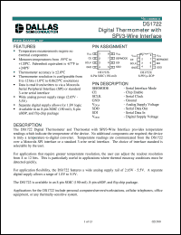 DS1722U datasheet: Digital Thermometer with SPI/3-Wire Interface DS1722U
