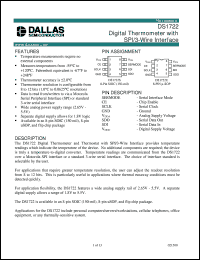 DS1722X datasheet: Digital Thermometer with SPI/3-Wire Interface DS1722X