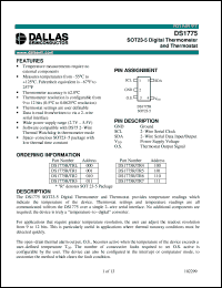 DS1775R-TR1 datasheet: SOT23 Digital Thermometer and Thermostat DS1775R-TR1