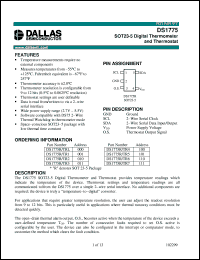 DS1775R-TR2 datasheet: SOT23 Digital Thermometer and Thermostat DS1775R-TR2