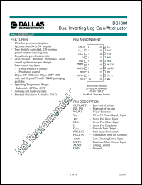 DS1800 datasheet: Dual Inverting Log Gain/Attenuator DS1800