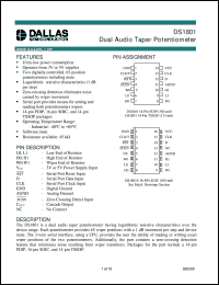 DS1801S/T&R datasheet: Dual Audio Taper Potentiometer DS1801S/T&R