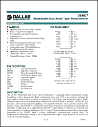 DS1807S/T&R datasheet: Addressable Dual Audio Taper Potentiometer DS1807S/T&R