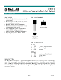 DS1810-15 datasheet: 5V EconoReset with Push-Pull Output DS1810-15