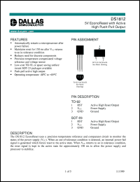 DS1812R-15/T&R datasheet: 5V EconoReset with Active High Push-Pull Output DS1812R-15/T&R