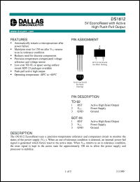 DS1812X-5/T&R datasheet: 5V EconoReset with Active High Push-Pull Output DS1812X-5/T&R