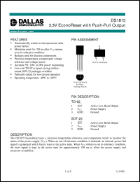 DS1815-10 datasheet: 3.3V EconoReset with Push-Pull Output DS1815-10