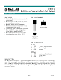 DS1815R-5/T&R datasheet: 3.3V EconoReset with Push-Pull Output DS1815R-5/T&R