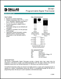 DS1821 datasheet: Programmable Digital Thermostat DS1821