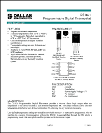DS1821S datasheet: Programmable Digital Thermostat DS1821S