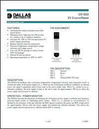 DS1833-5 datasheet: 5V EconoReset DS1833-5