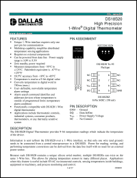 DS18S20Z datasheet: High Precision 1-Wire Digital Thermometer DS18S20Z