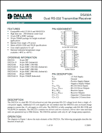 DS232A datasheet: Dual RS-232 Transmitter/Receiver DS232A