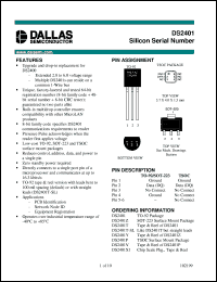 DS2401P datasheet: Silicon Serial Number DS2401P