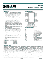 DS2404B datasheet: EconoRAM Time Chip DS2404B