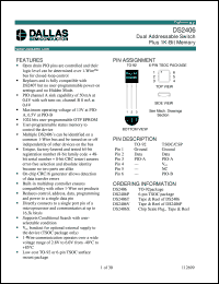 DS2406 datasheet: Dual Addressable Switch Plus 1-kbit Memory DS2406