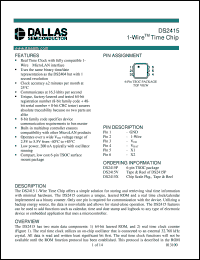 DS2415X datasheet: 1-Wire Time Chip DS2415X