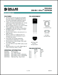 DS2430A/T&R datasheet: 256 bit 1-Wire EEPROM DS2430A/T&R