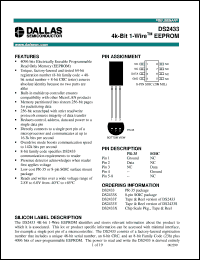 DS2433 datasheet: 4 kbit 1-Wire EEPROM DS2433