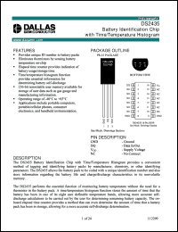 DS2435 datasheet: Battery Identification Chip with Time/Temperature Histogram DS2435