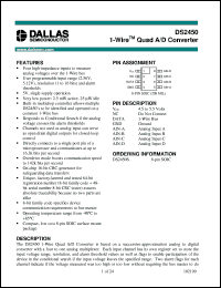 DS2450S datasheet: 1-Wire Quad A/D Converter DS2450S