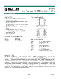 DS275E datasheet: Line-Powered RS-232 Transceiver Chip DS275E