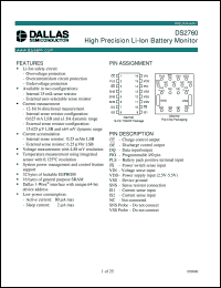DS2760E datasheet: High Precision Li-Ion Battery Monitor DS2760E
