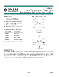DS4802 datasheet: Low Voltage, Micro Power, High Performance, Rail-to-Rail Dual Op-Amp DS4802