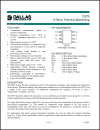 DS75U datasheet: 2-Wire Thermal Watchdog DS75U