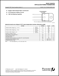 BUV47 datasheet: NPN switching transistor BUV47