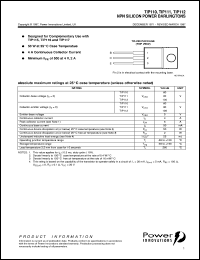 TIP110 datasheet: General purpose NPN Darlington transistor TIP110