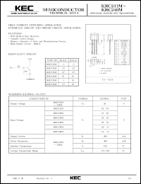 KRC246M datasheet: NPN transistor for high current switching applications, interface circuit and driver circuit applications. With built-in bias resistors (2.2 and 10 kOm). KRC246M